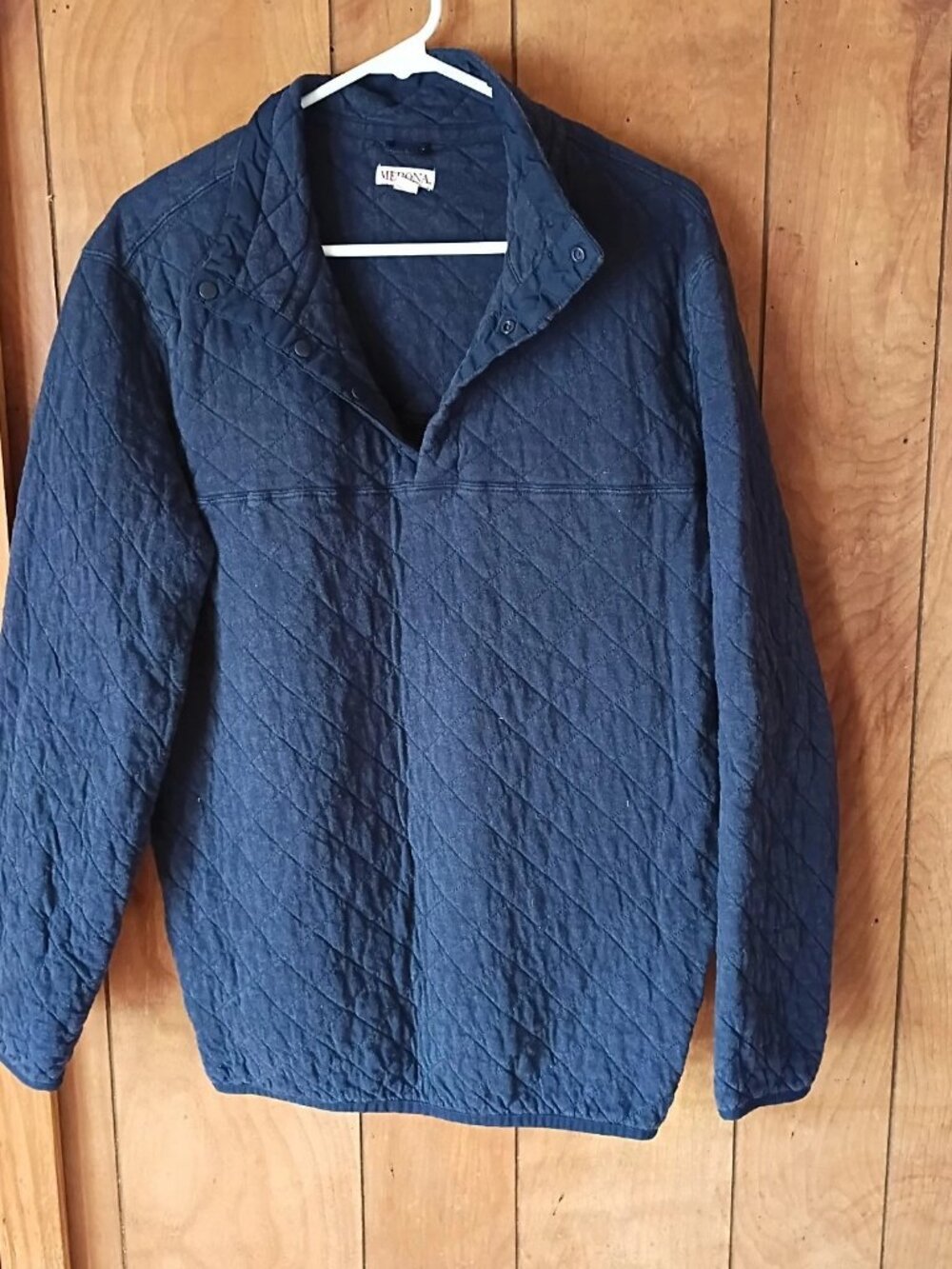 Merona Blue Quilted Pullover Top XL 1/2 Snap Front Cotton Lightweight Jacket